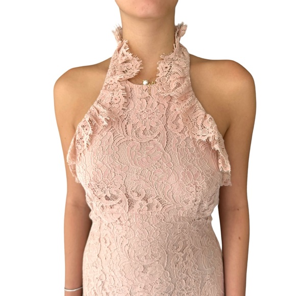 Nanette Lepore Blush Laced Ruffled Cotton Backless Cocktail Midi Dress Women’s 4 - Picture 6 of 16